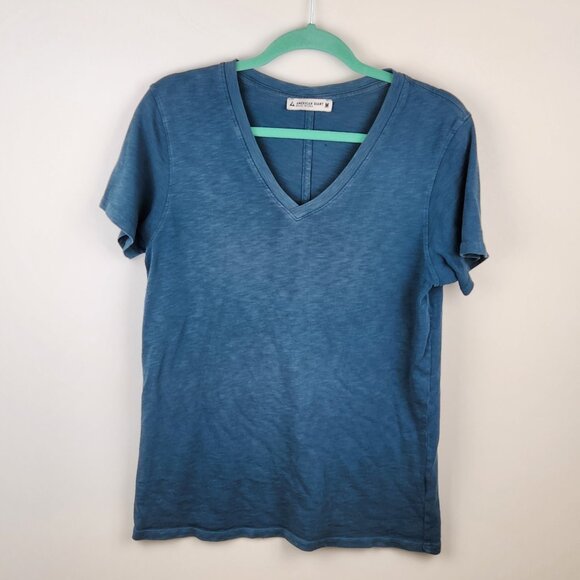 American Giant Tops - American Giant Supima Cotton Slub V-Neck Tee Teal Blue sz M Flawed